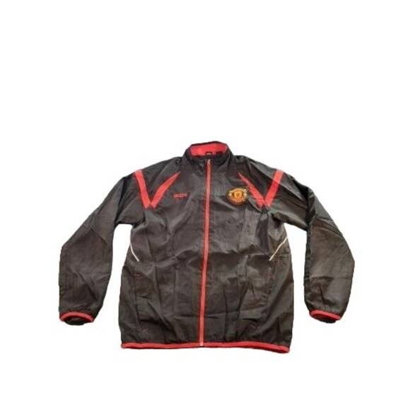 Manchester United Windbreaker Men Sz S MUFC Full Zip Black Red Soccer Sportswear - Picture 1 of 7